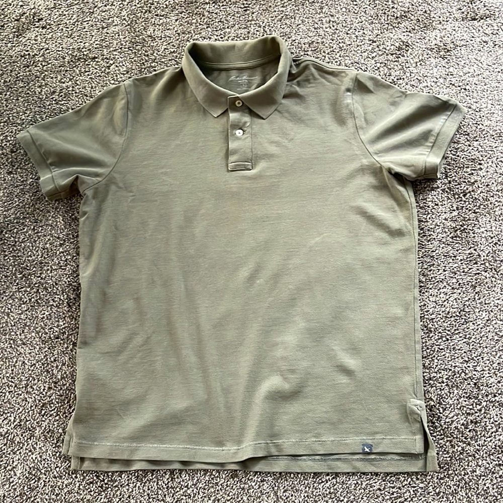 Eddie Bauer Classic Fit Green Polo Shirt, Size Large